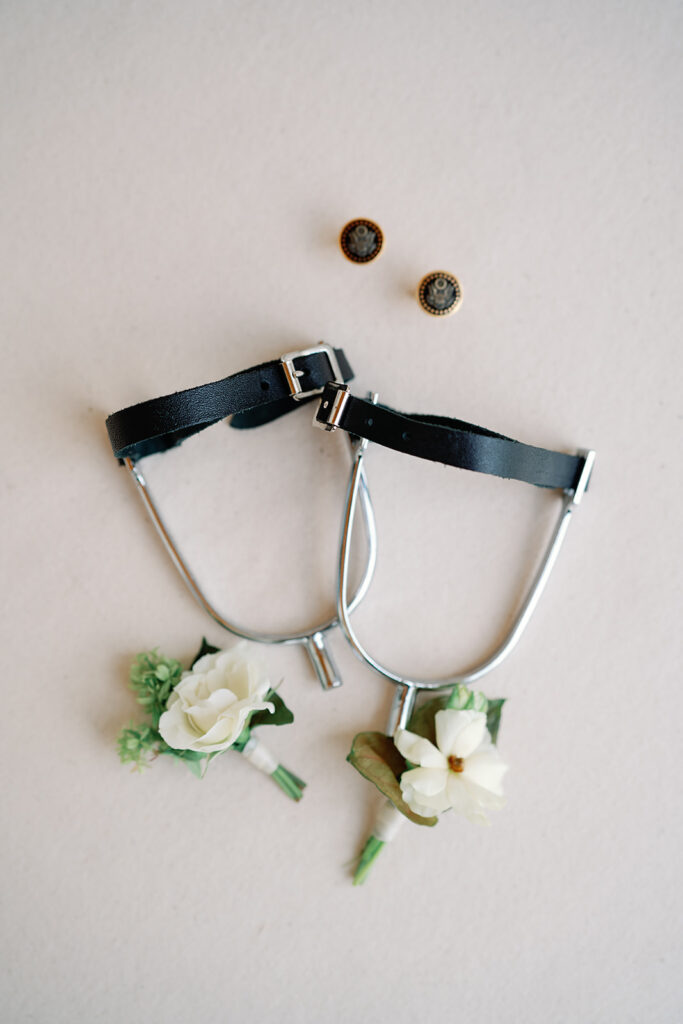 Cavalry spurs at military wedding