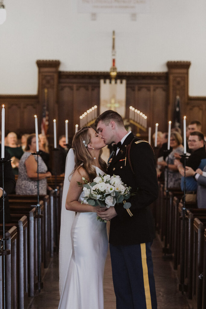 Wedding ceremony at Summerall Chapel on the Citadel Military Academy campus