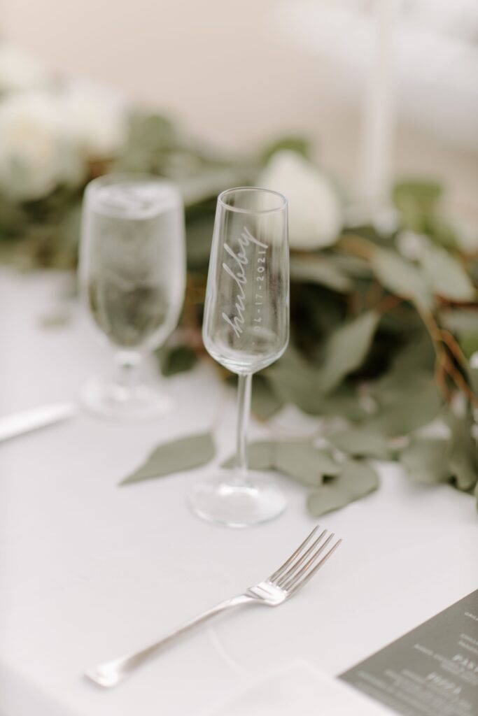 custom champagne flutes horseshoe bay resort modern white wedding