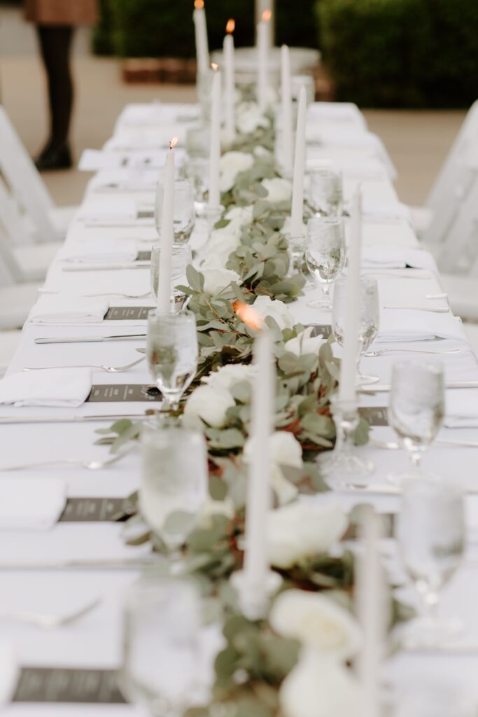 minimal modern white wedding table settings