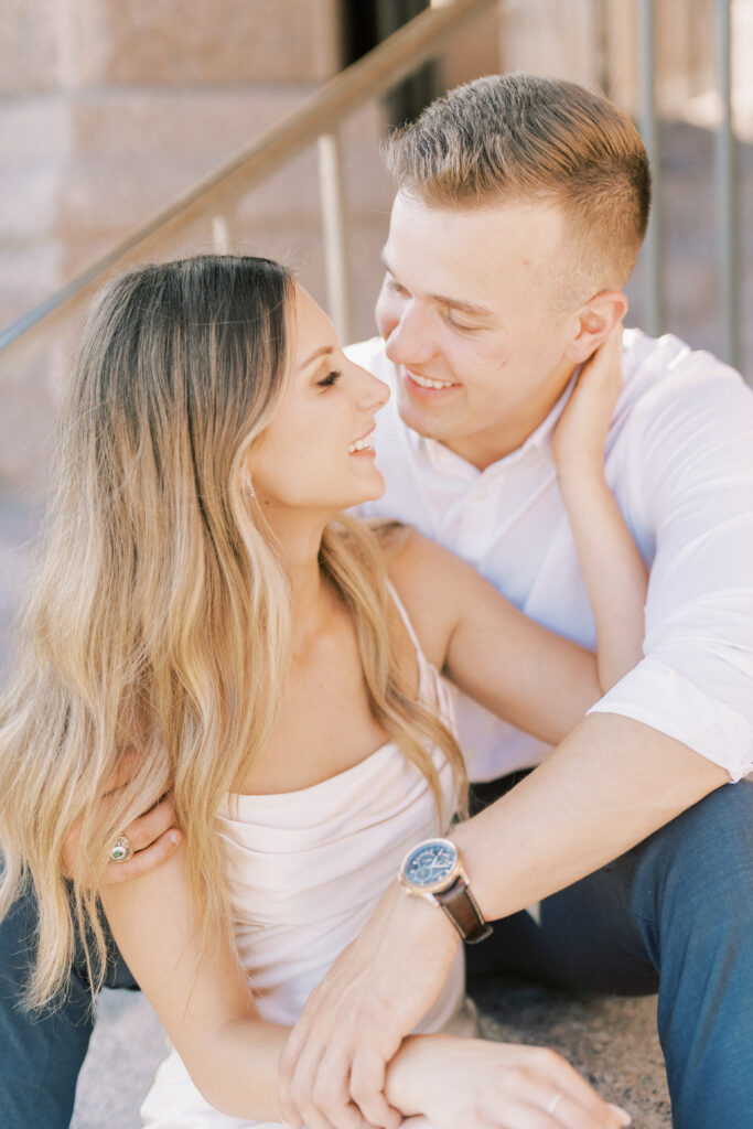 bright and airy wedding photographer, downtown austin engagement photos