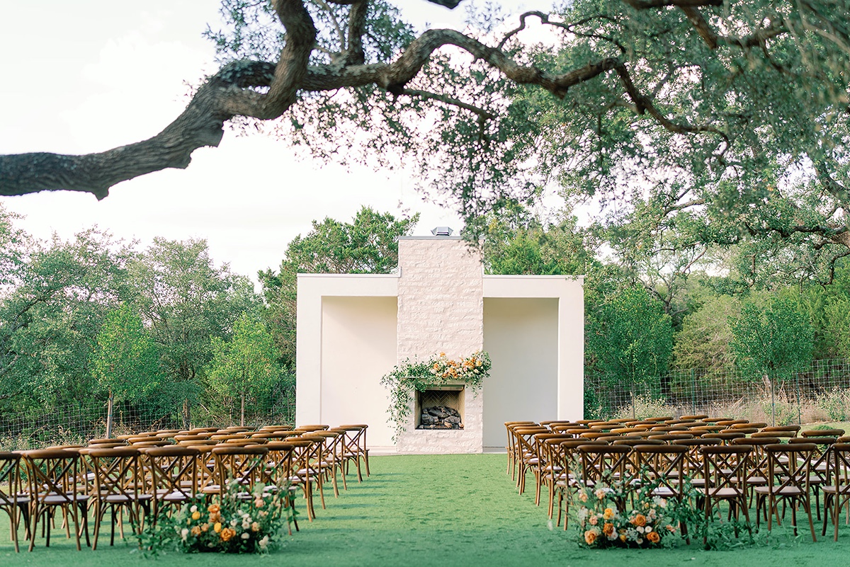 ceremony site at the arlo outdoor fireplace