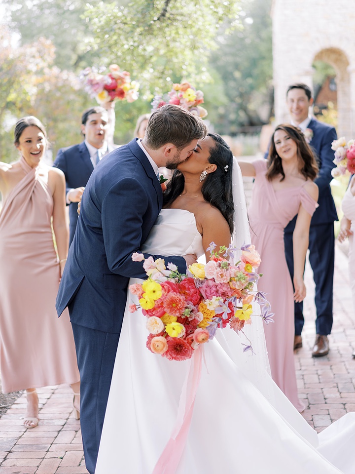 colorful spring wedding party