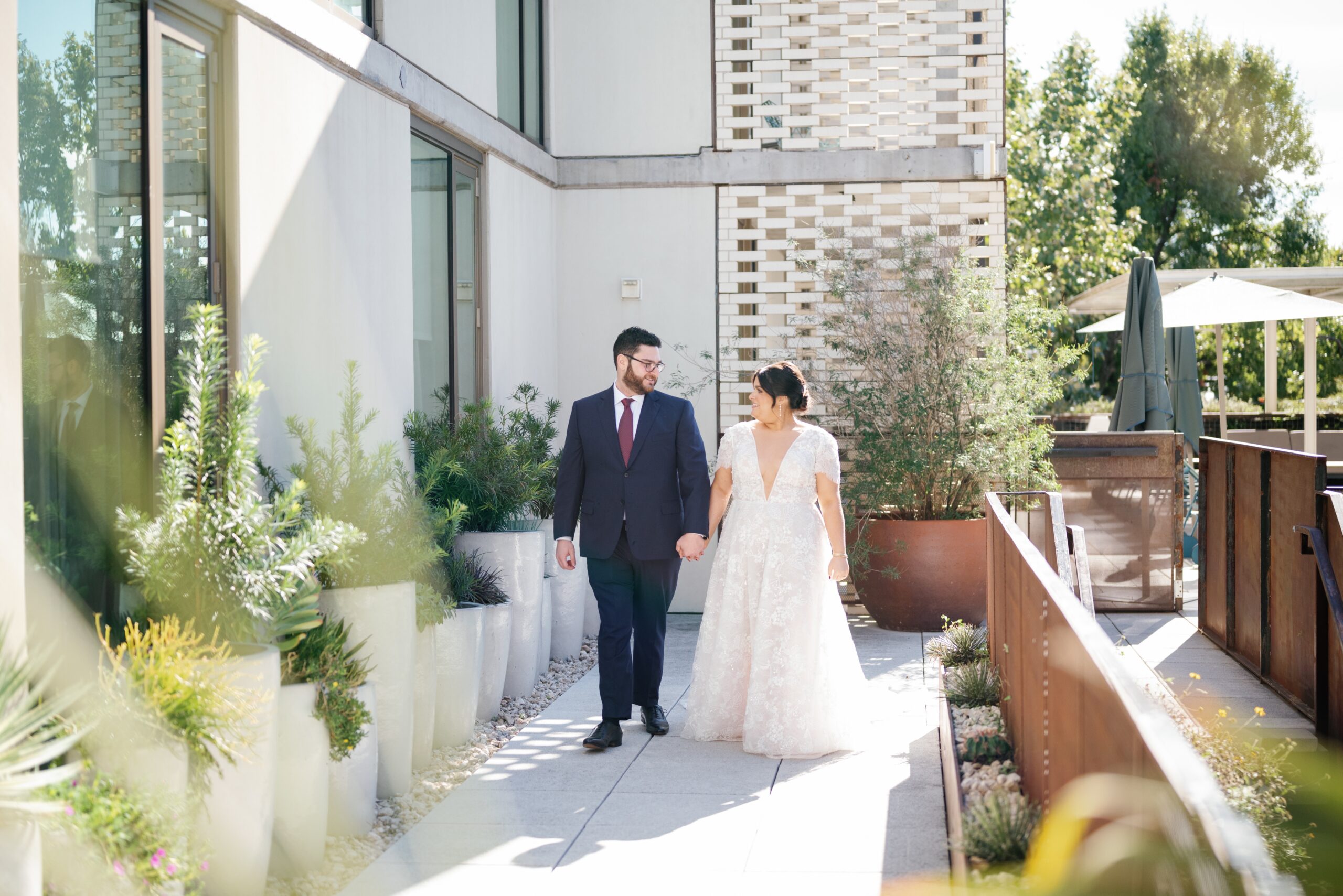 bride and groom at south congress hotel