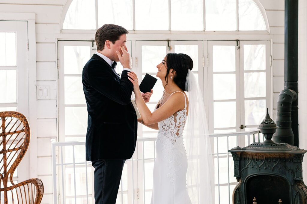 Groom cries during private vows