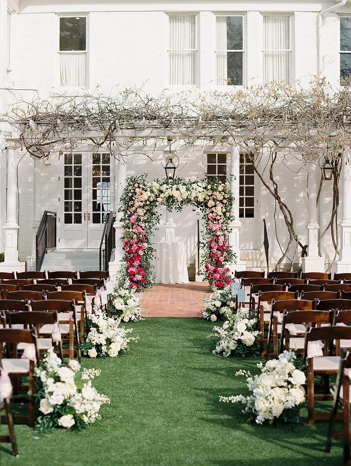 Ombre pink wedding arch
