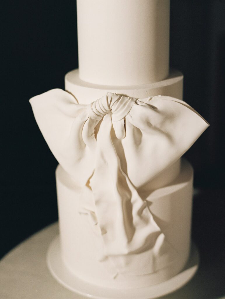 White cake with bow
