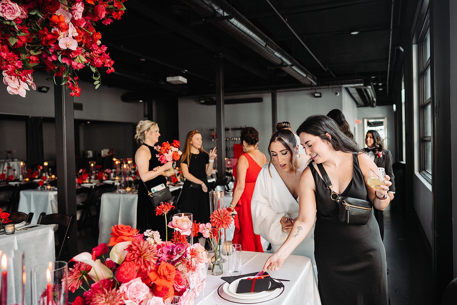Bride happily shocked with wedding planner Bianca Nichole and Co while seeing her wedding design 