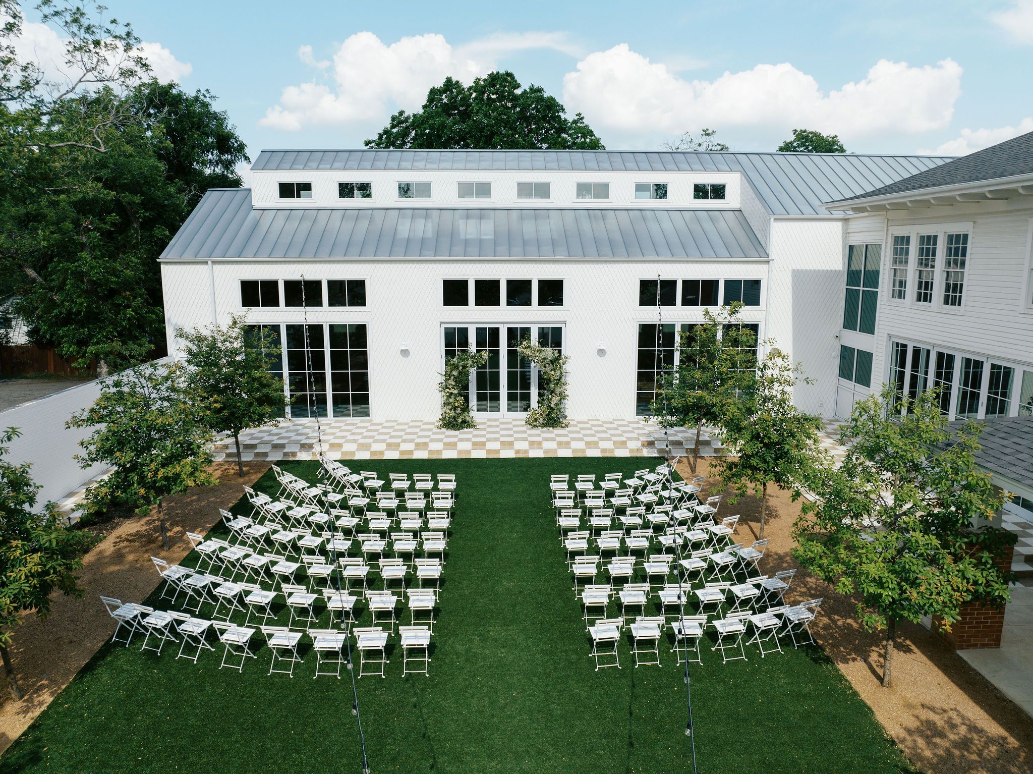 Aerial photo of Georgetown, Texas wedding venue, Wishwell House