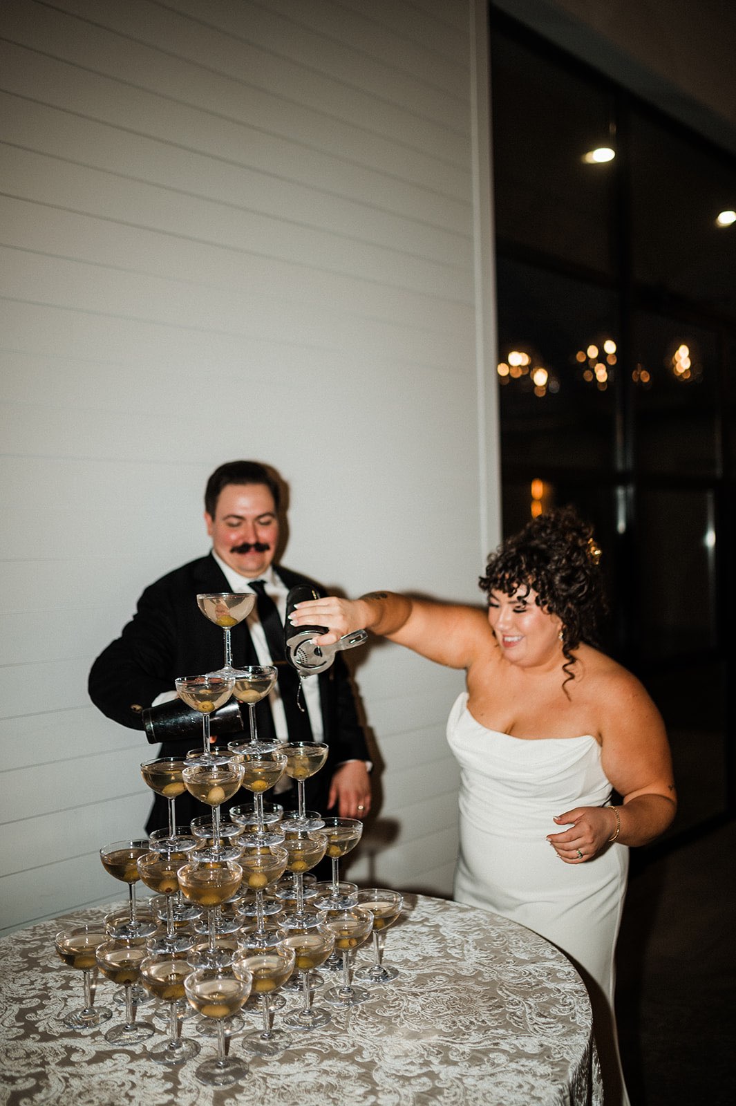 Dirty martini tower at wedding reception