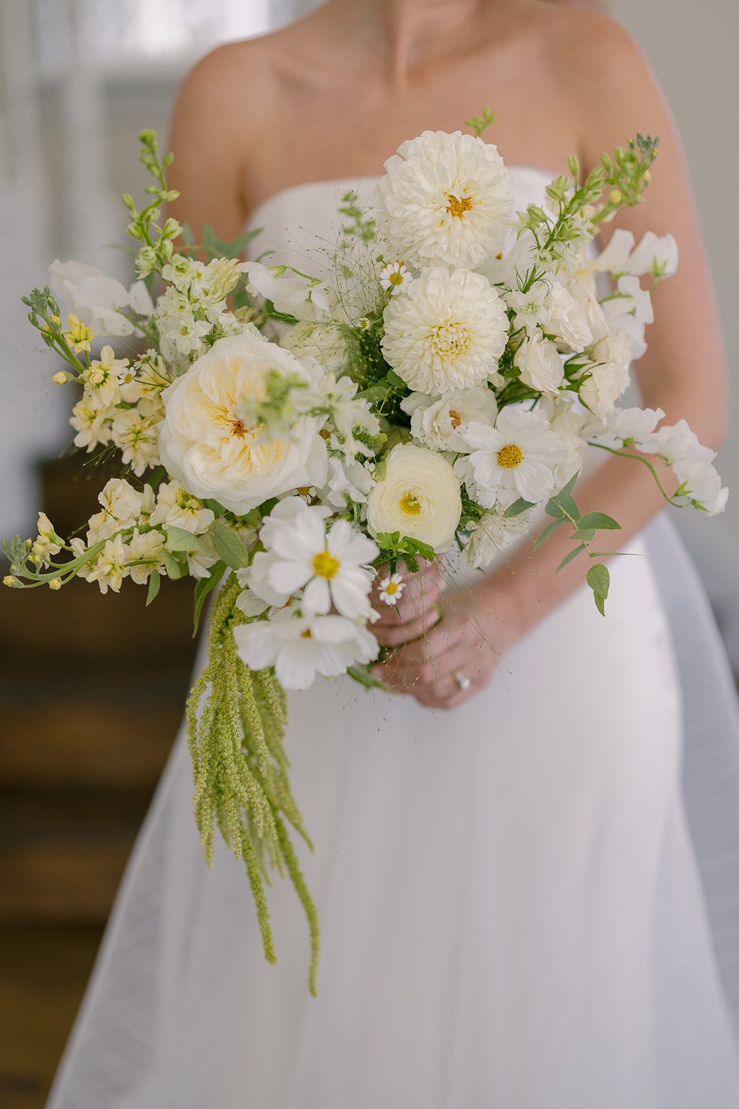 whimsical white and green bridal bouquet