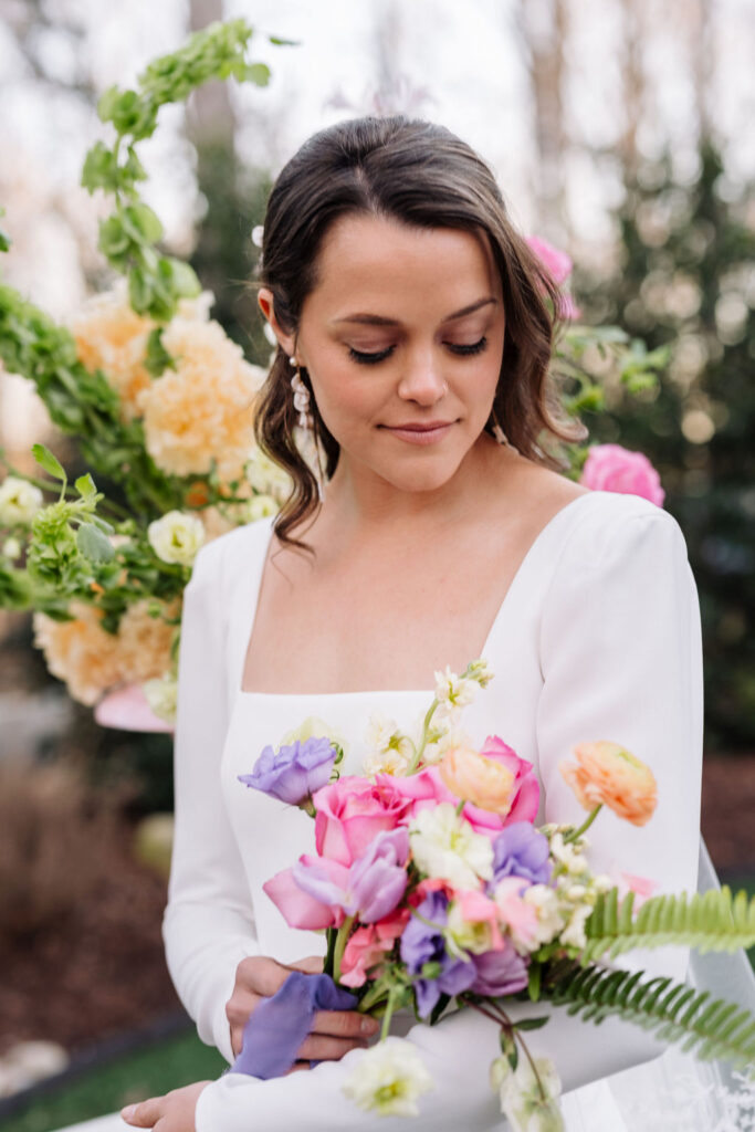 soft glam bridal makeup with pop of color