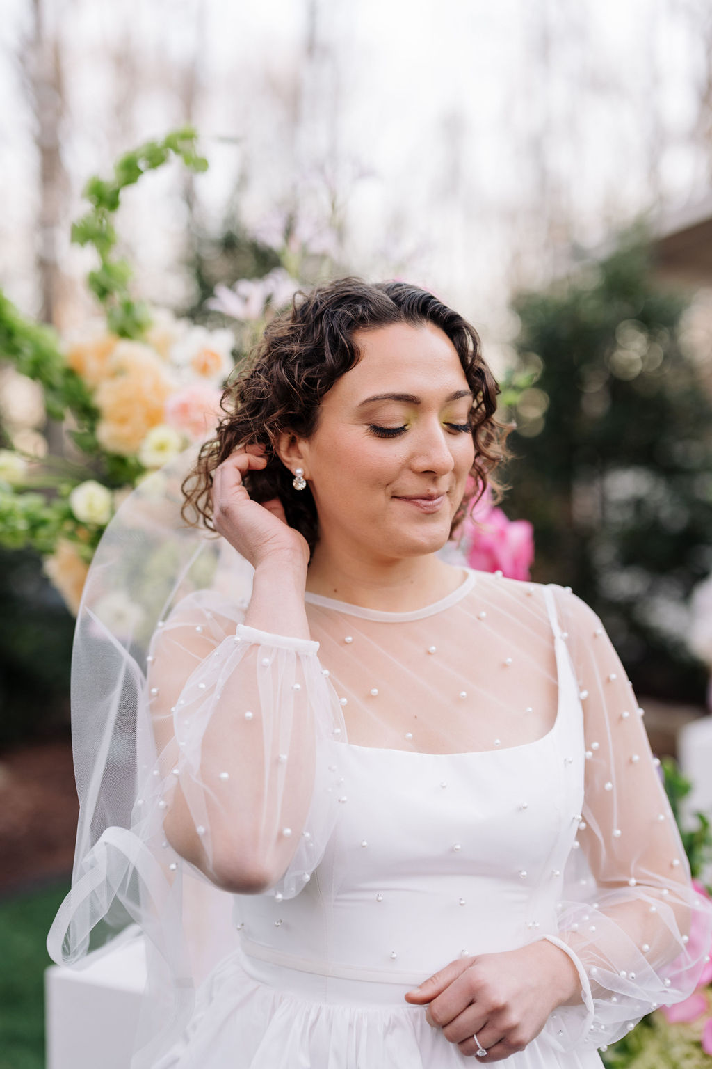soft glam bridal makeup with pop of color