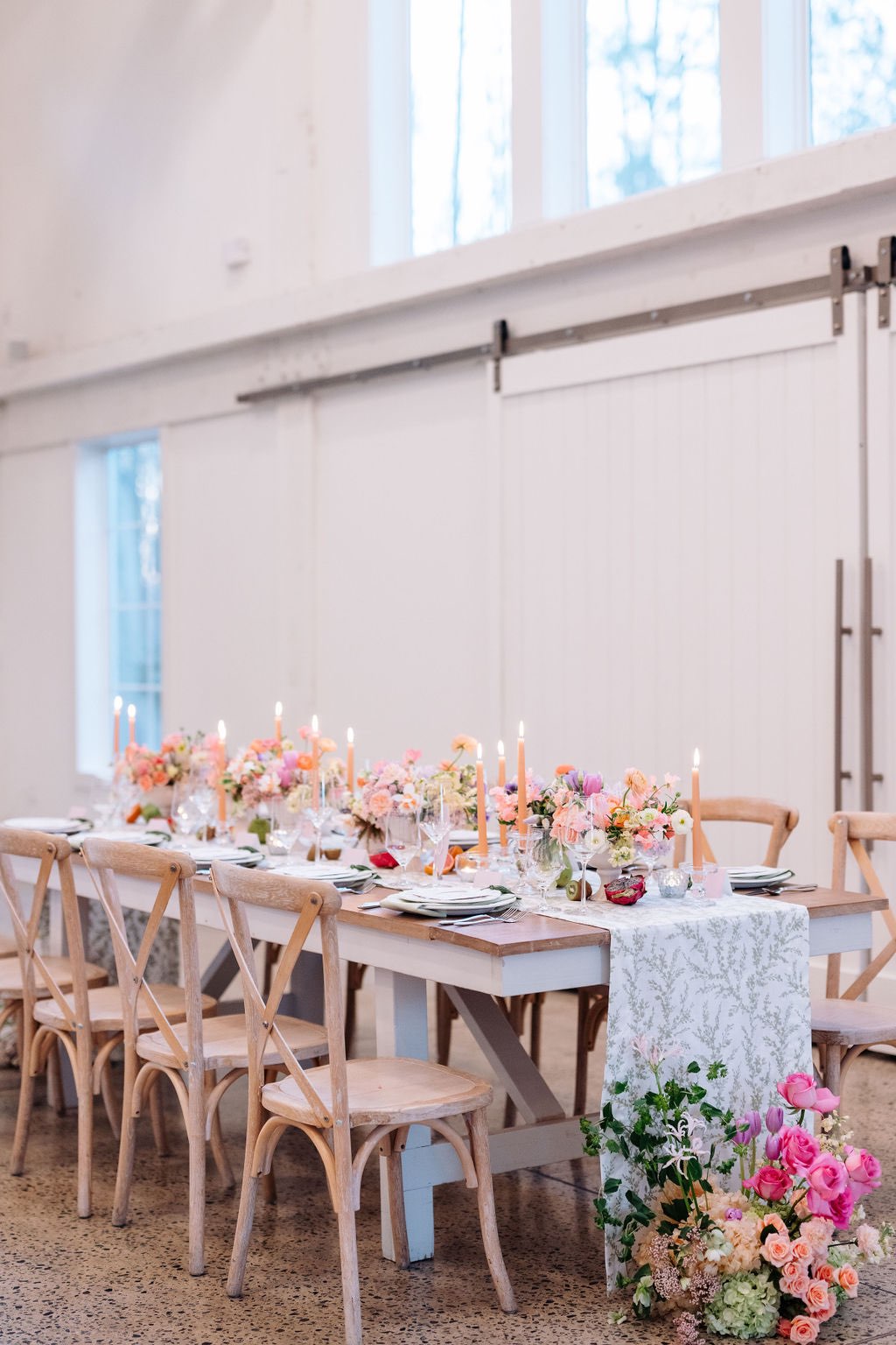 colorful spring wedding reception decor