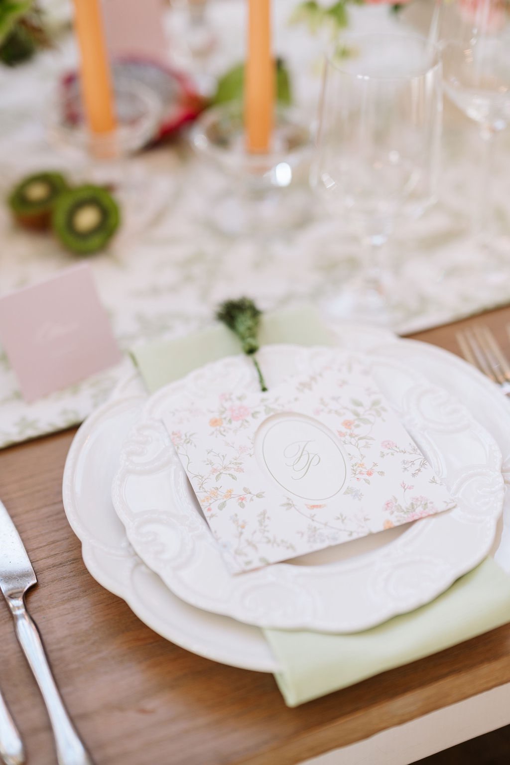 Colorful spring wedding menus