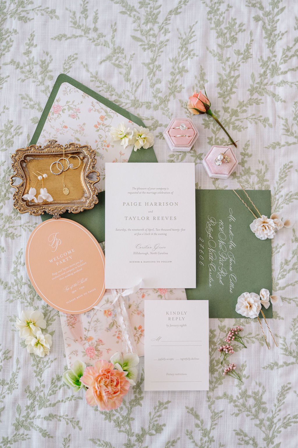 Colorful spring wedding invitation suite