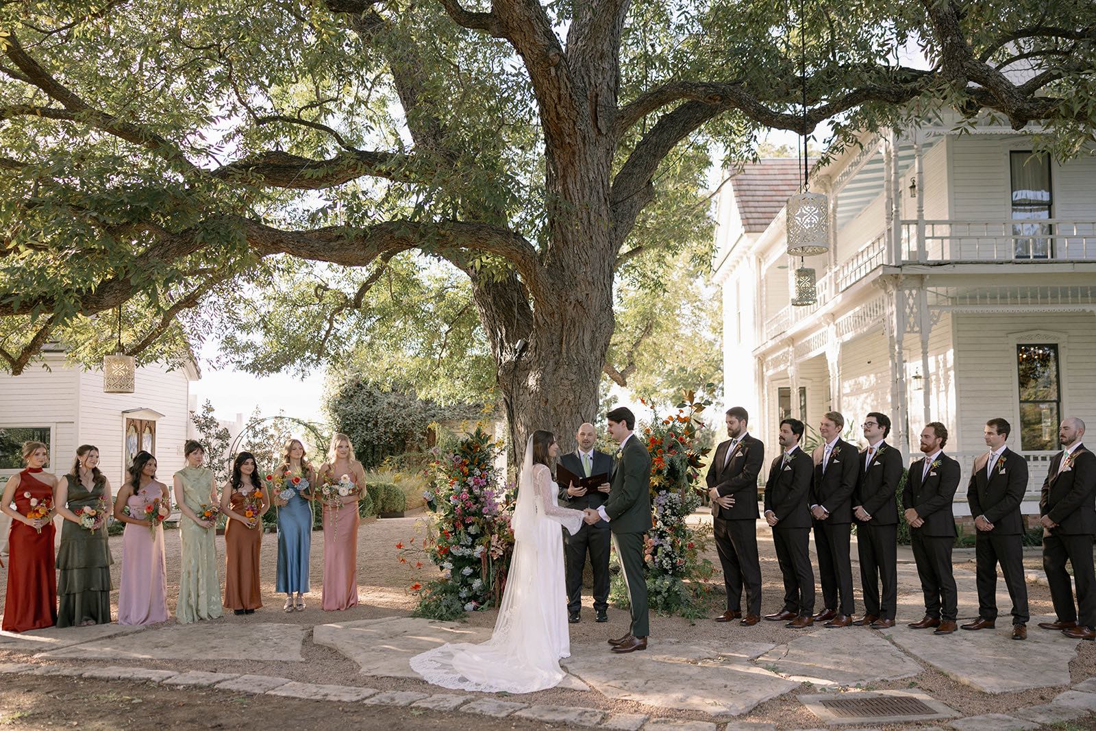sophisticated garden wedding ceremony at barr mansion